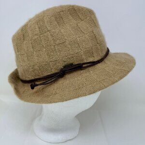 Adora Tan Wool Blend Bucket Hat – Vintage Inspired Cloche with Brown Cord Trim